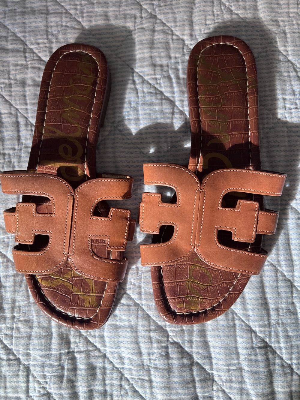 Sam Edelman Tan Leather bay slides